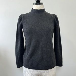 Madewell size small gray mock neck long sleeve ribbed top with shoulder detail